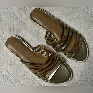 Halston Heritage Cora Metallic Gold Strappy Sandals Size 6.5